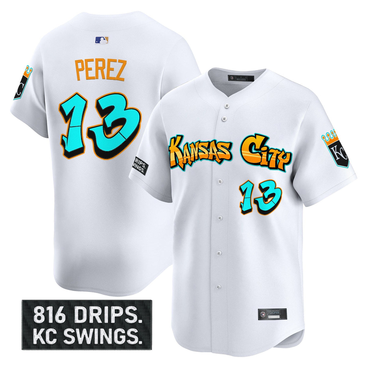 Men's Kansas City Royals 'Graffiti Crown Drop Edition' Vapor Premier Limited Jersey - All Stitched