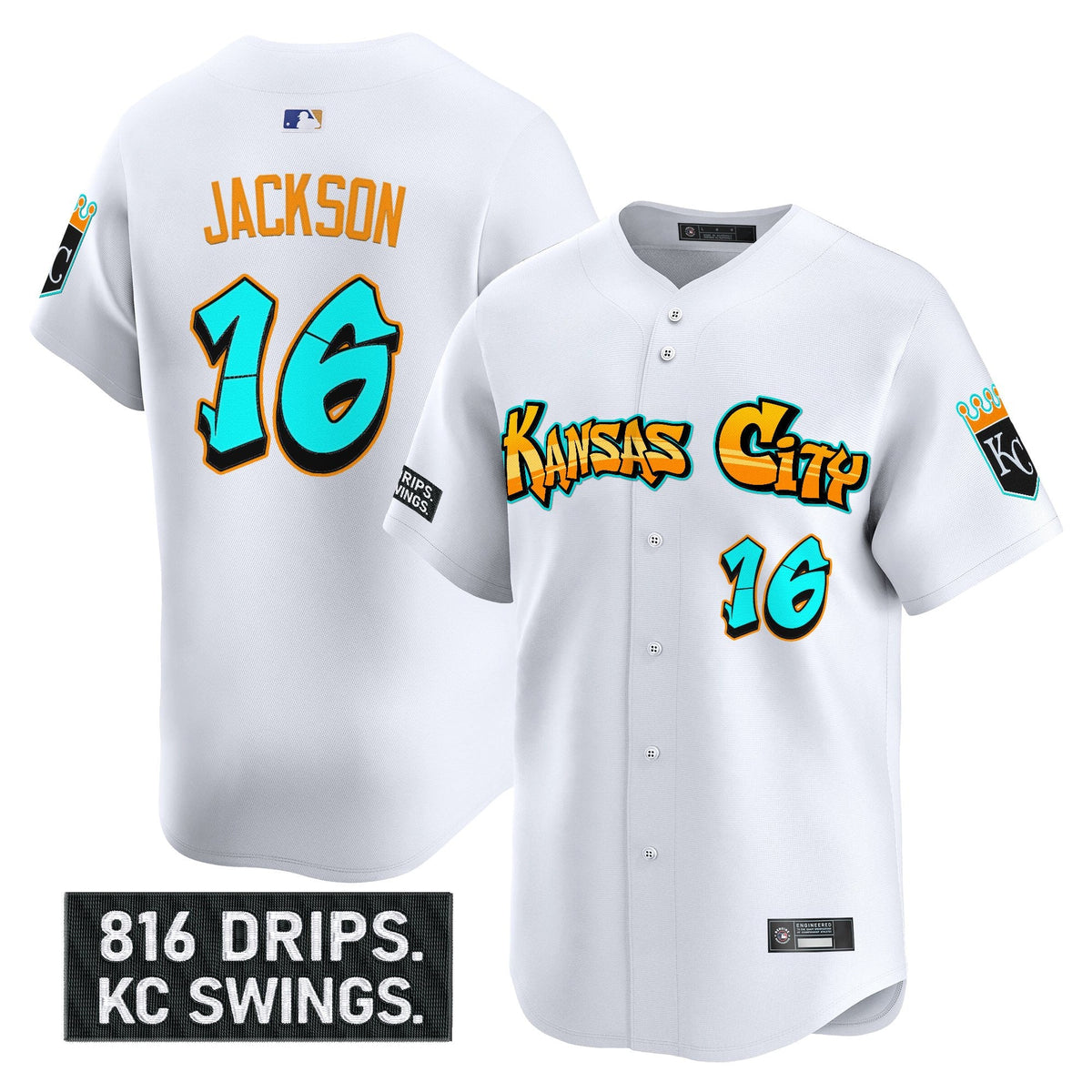 Men's Kansas City Royals 'Graffiti Crown Drop Edition' Vapor Premier Limited Jersey - All Stitched