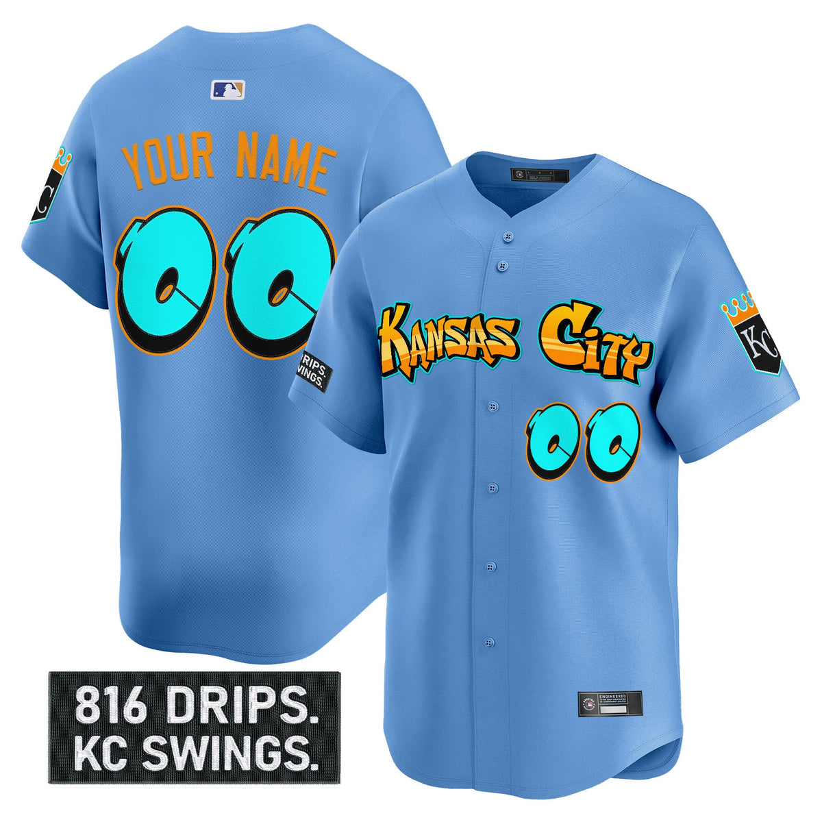 Kansas City Royals 'Graffiti Crown Drop Edition' Vapor Premier Limited Custom Jersey - All Stitched