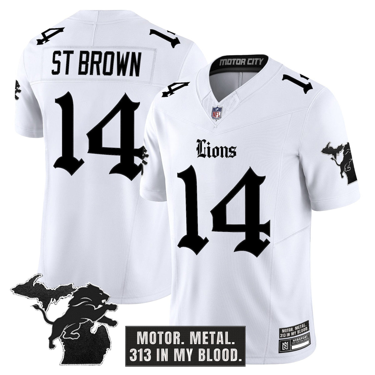Men's Detroit Lions 'Gothic Motor Grit Edition' Vapor Limited Jersey - All Stitched