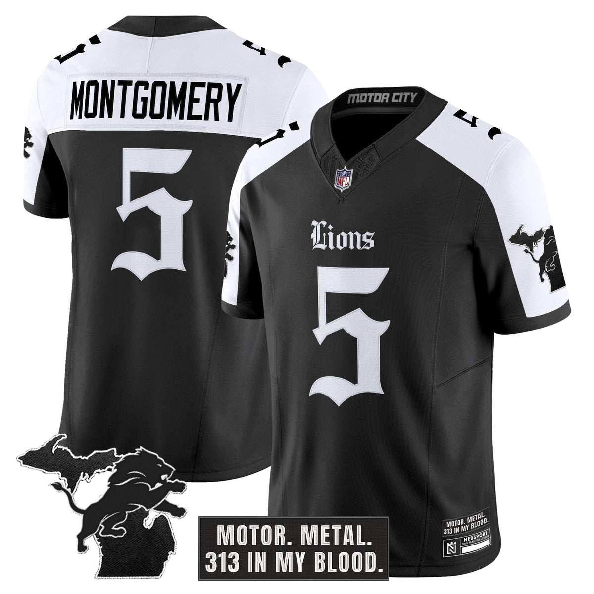 Men's Detroit Lions 'Gothic Motor Grit Edition' Vapor Limited Jersey - All Stitched