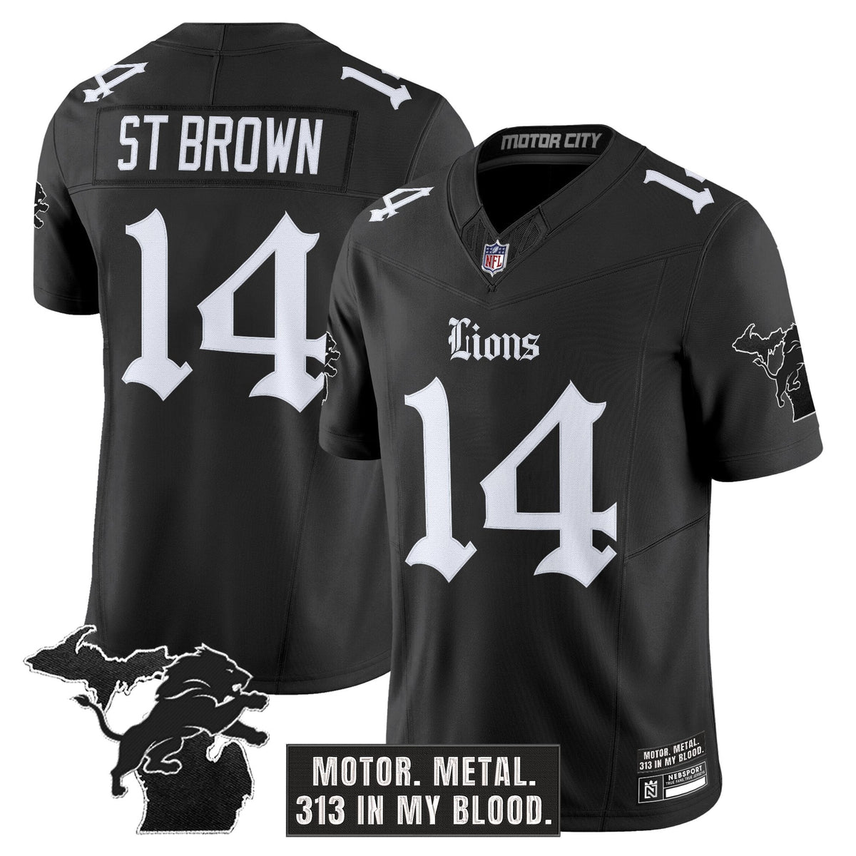Men's Detroit Lions 'Gothic Motor Grit Edition' Vapor Limited Jersey - All Stitched