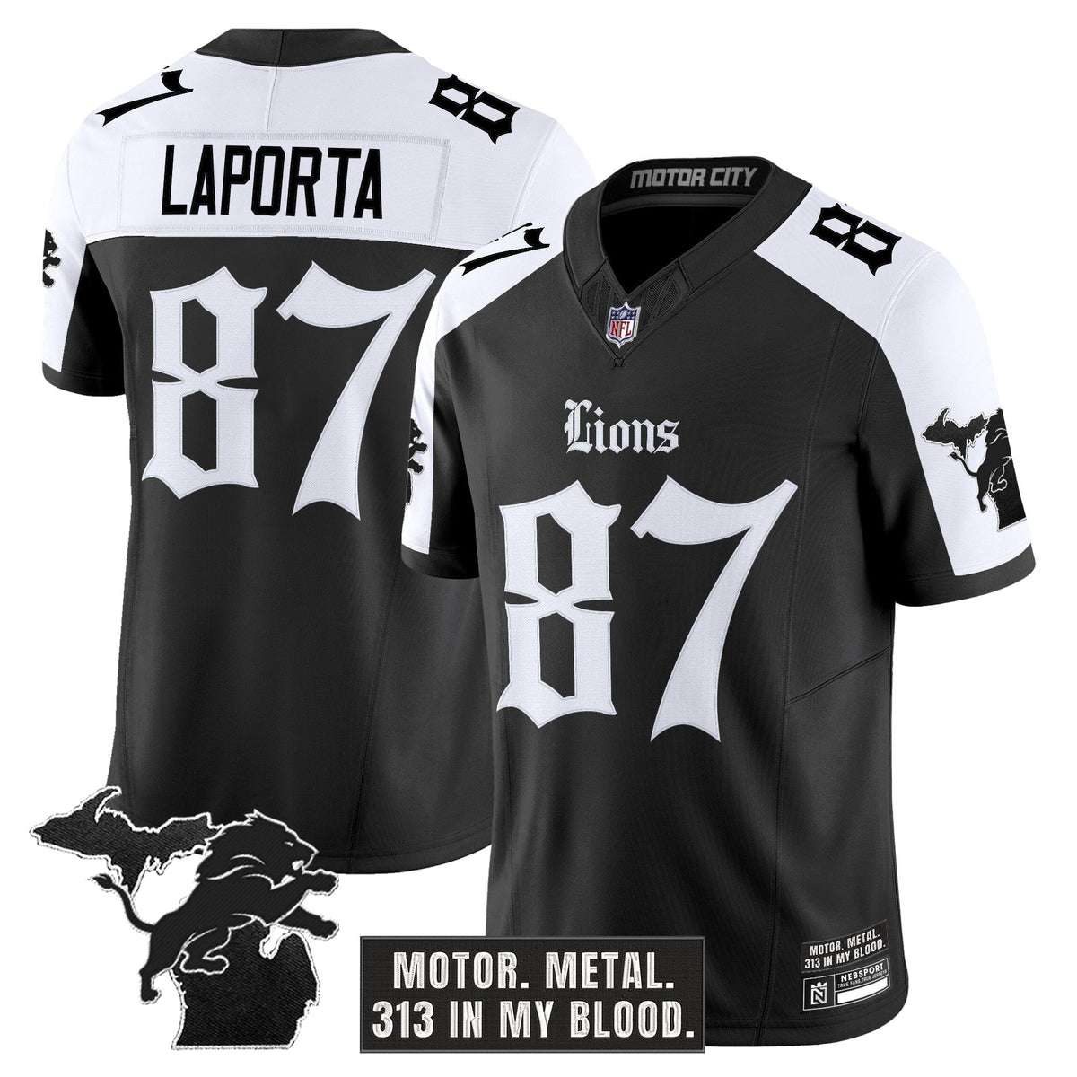 Men's Detroit Lions 'Gothic Motor Grit Edition' Vapor Limited Jersey - All Stitched