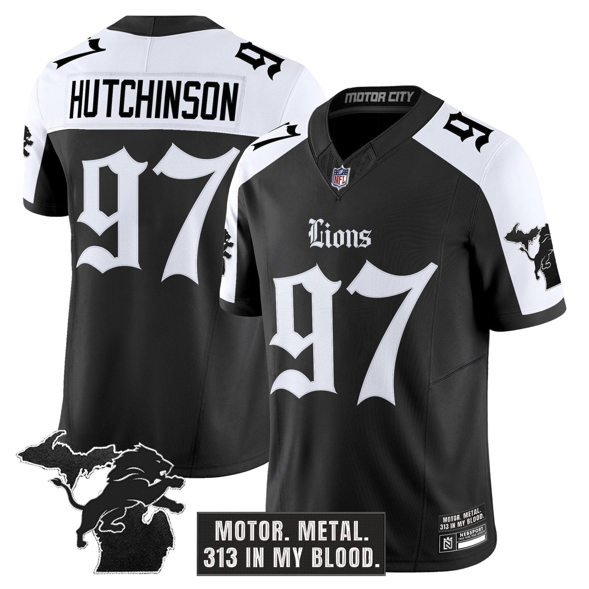 Men's Detroit Lions 'Gothic Motor Grit Edition' Vapor Limited Jersey - All Stitched