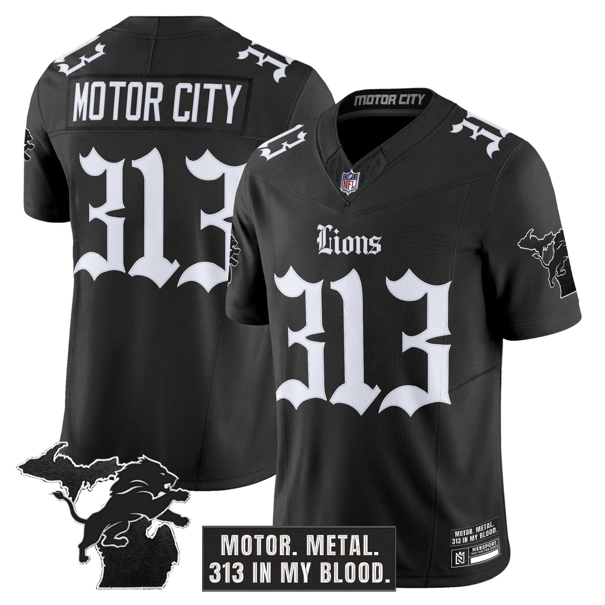 Men's Detroit Lions 'Gothic Motor Grit Edition' Vapor Limited Jersey - All Stitched