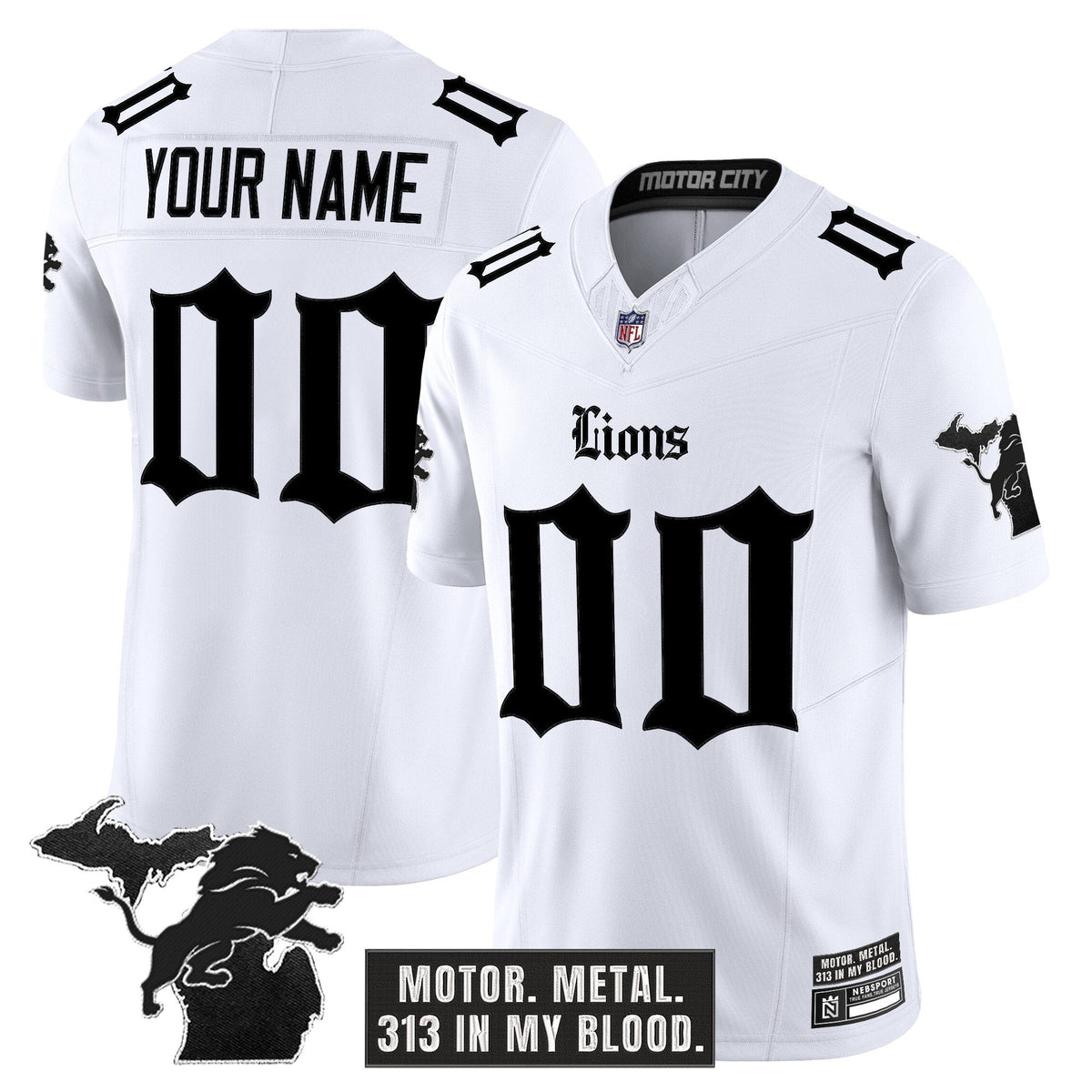 Detroit Lions 'Gothic Motor Grit Edition' Vapor Limited Custom Jersey - All Stitched