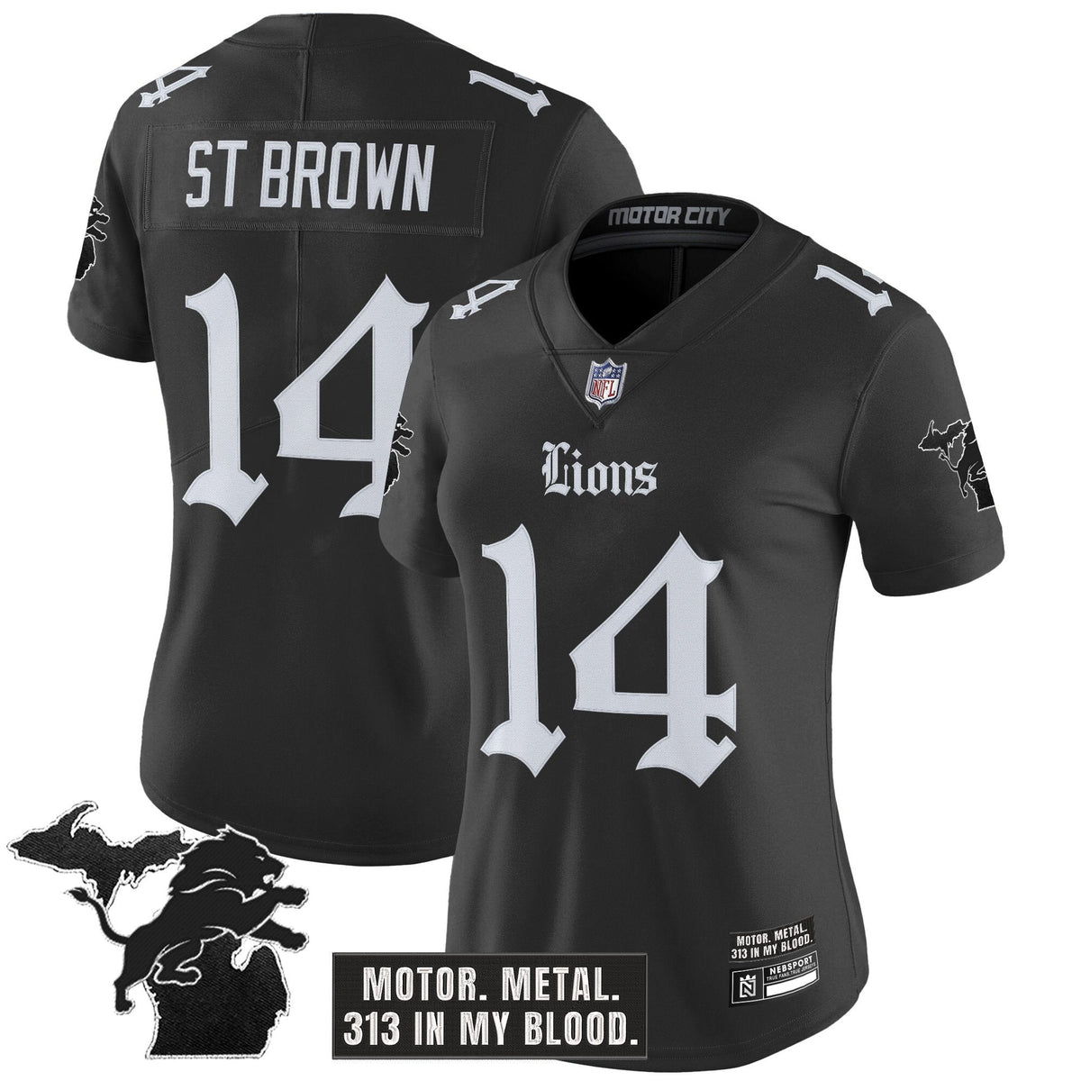Women's Detroit Lions 'Gothic Motor Grit Edition' Vapor Limited Jersey - All Stitched