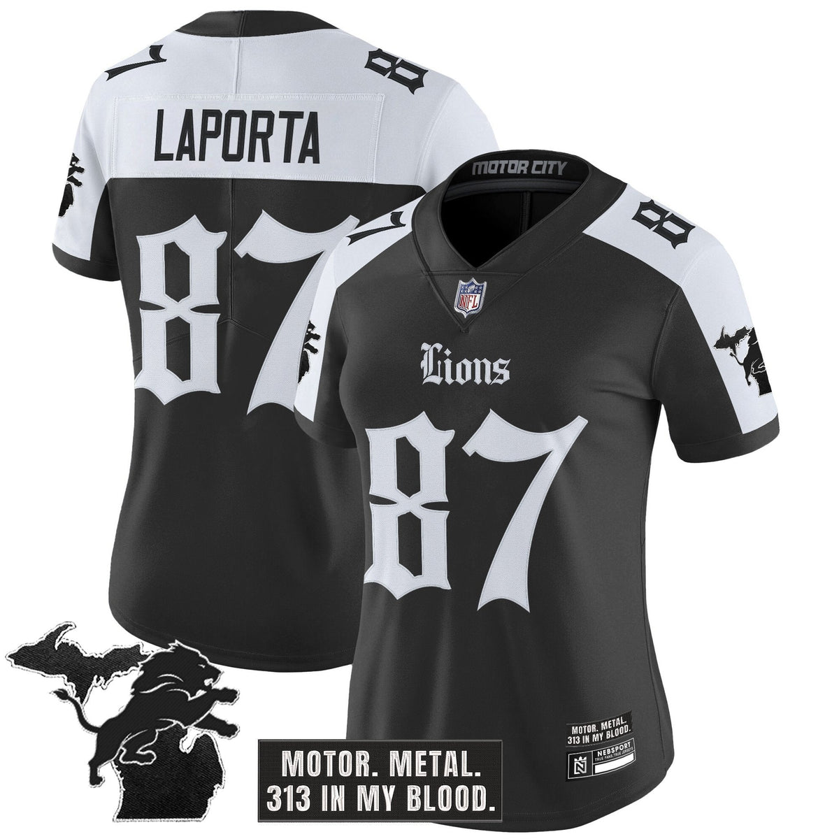 Women's Detroit Lions 'Gothic Motor Grit Edition' Vapor Limited Jersey - All Stitched