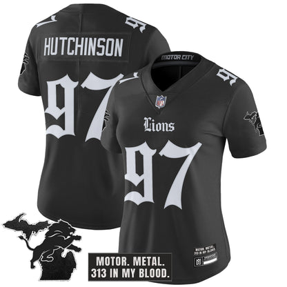 Women's Detroit Lions 'Gothic Motor Grit Edition' Vapor Limited Jersey - All Stitched