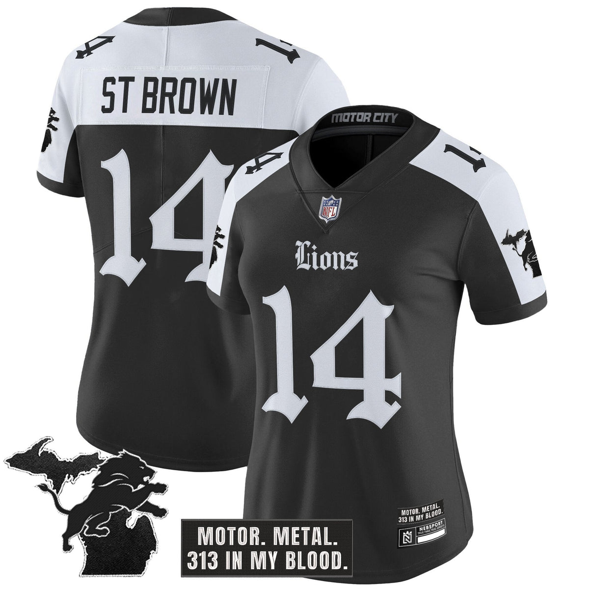 Women's Detroit Lions 'Gothic Motor Grit Edition' Vapor Limited Jersey - All Stitched