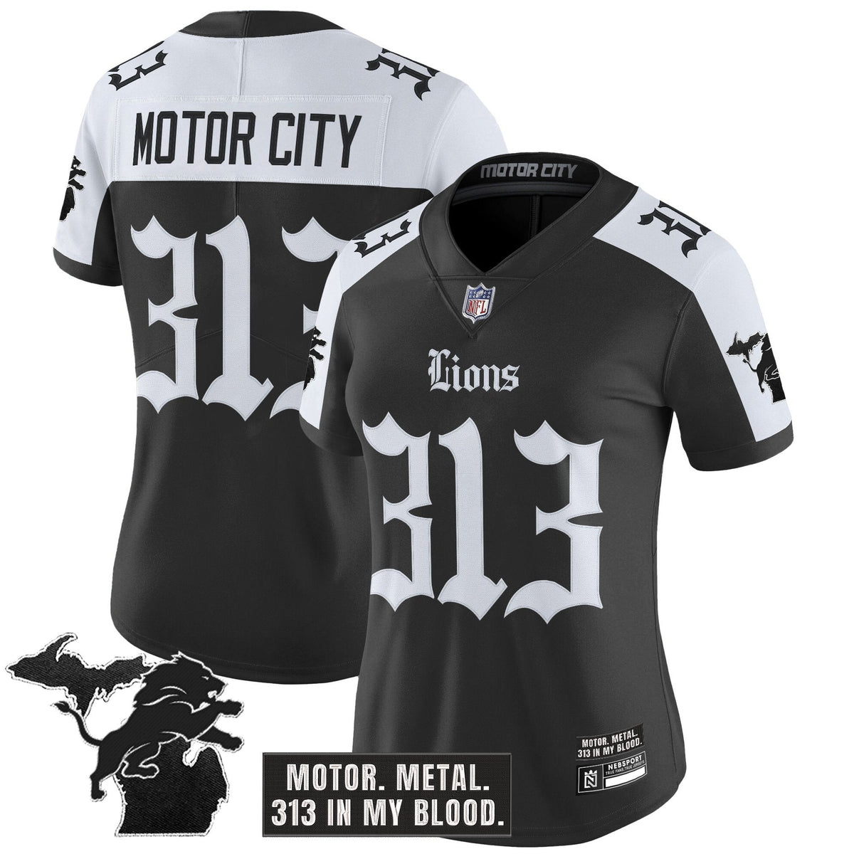 Women's Detroit Lions 'Gothic Motor Grit Edition' Vapor Limited Jersey - All Stitched