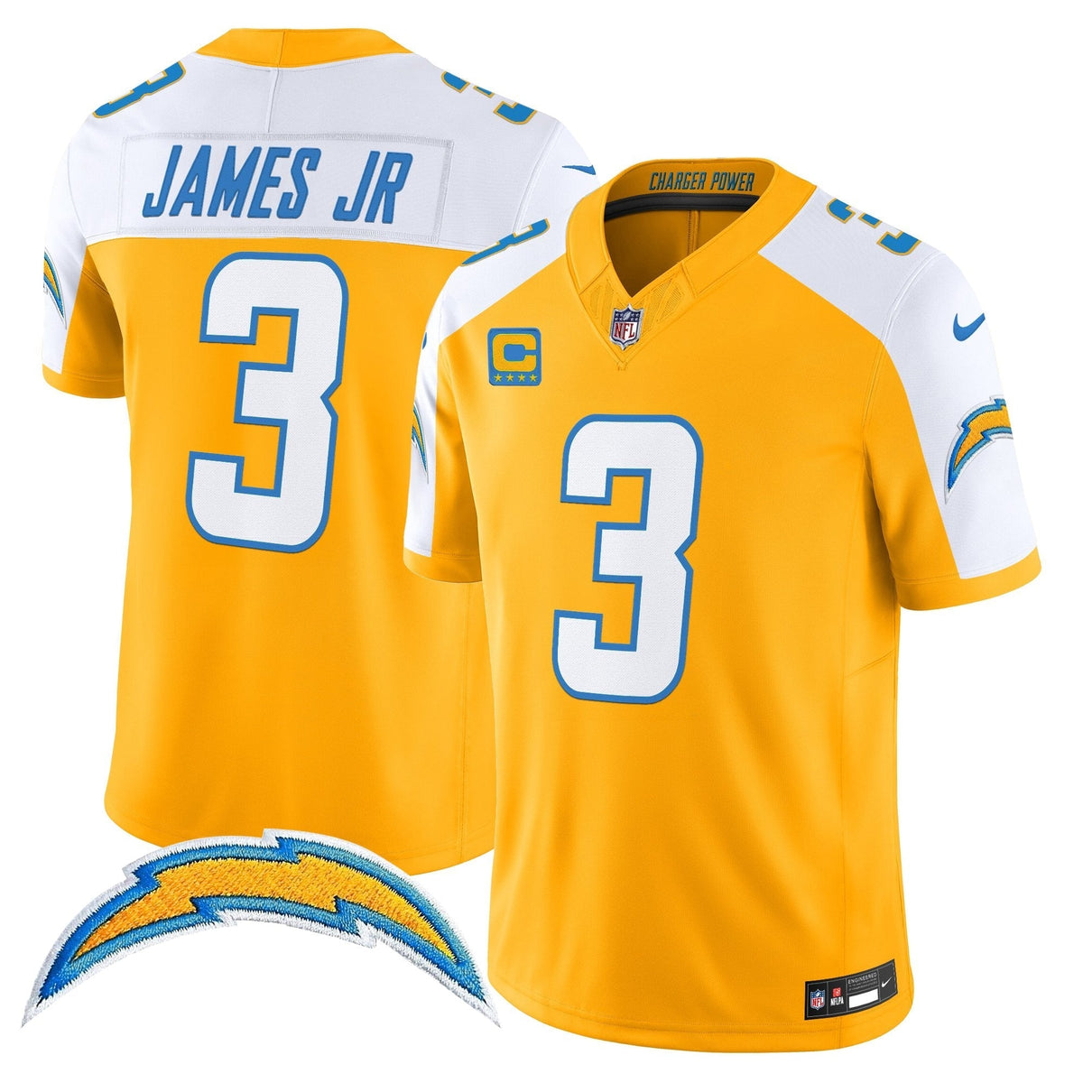 Men's Los Angeles Chargers 2025 Alternate Charger Power Vapor Limited Jersey - All Stitched