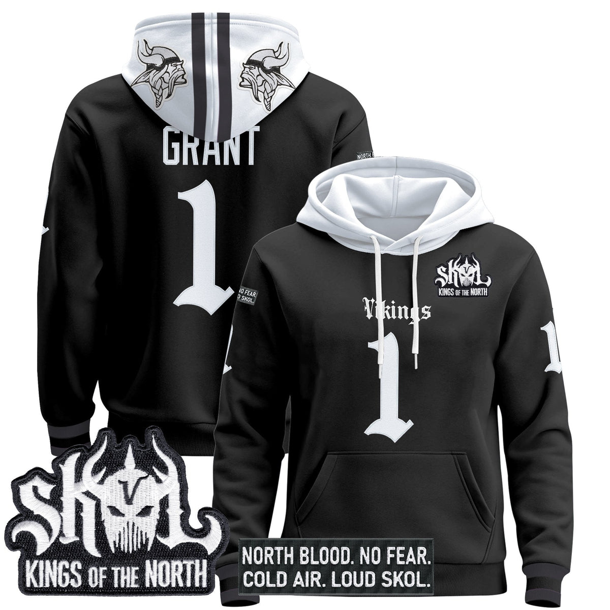 Men's Minnesota Vikings 'Gothic Norseblood Edition' Pullover Hoodie - All Stitched