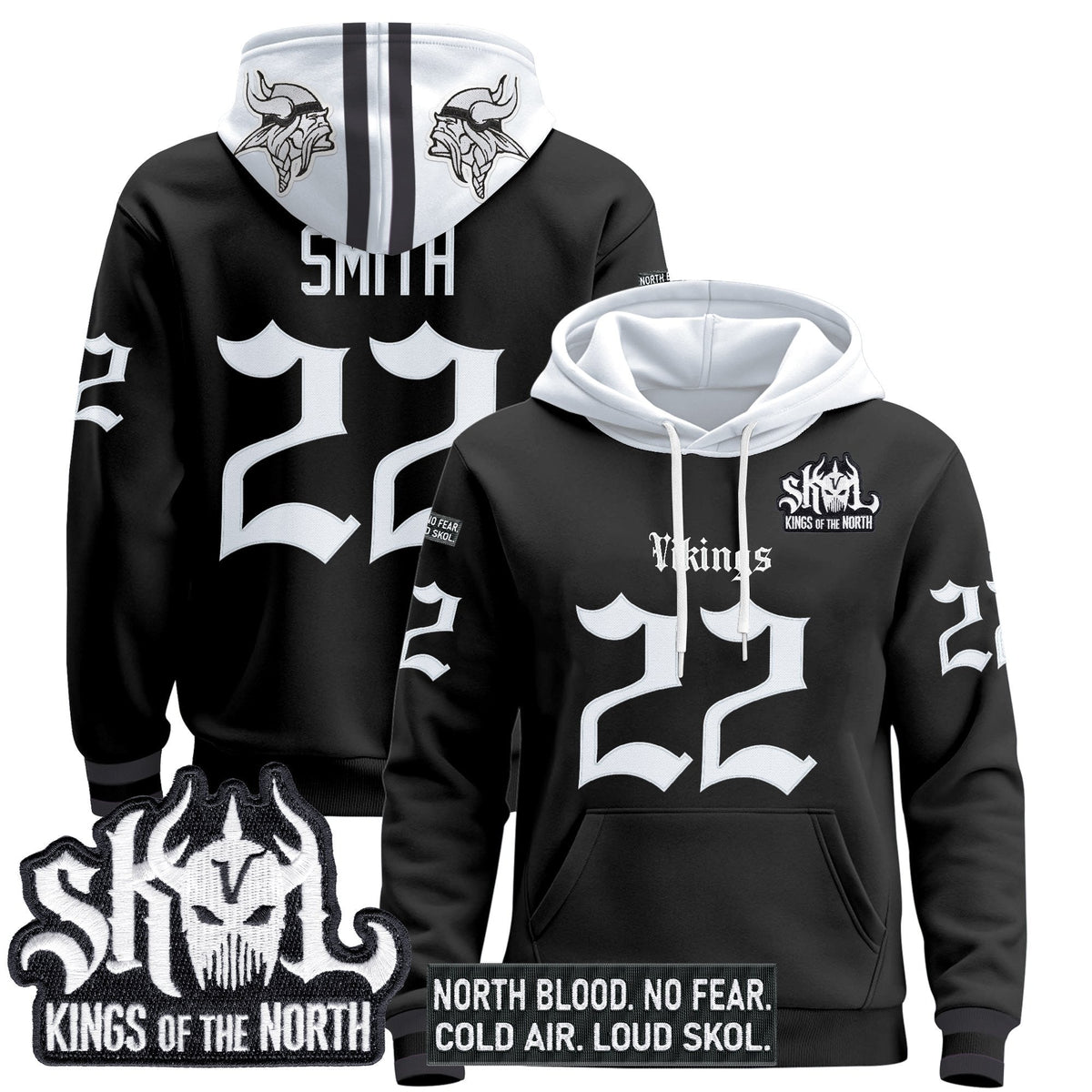 Men's Minnesota Vikings 'Gothic Norseblood Edition' Pullover Hoodie - All Stitched