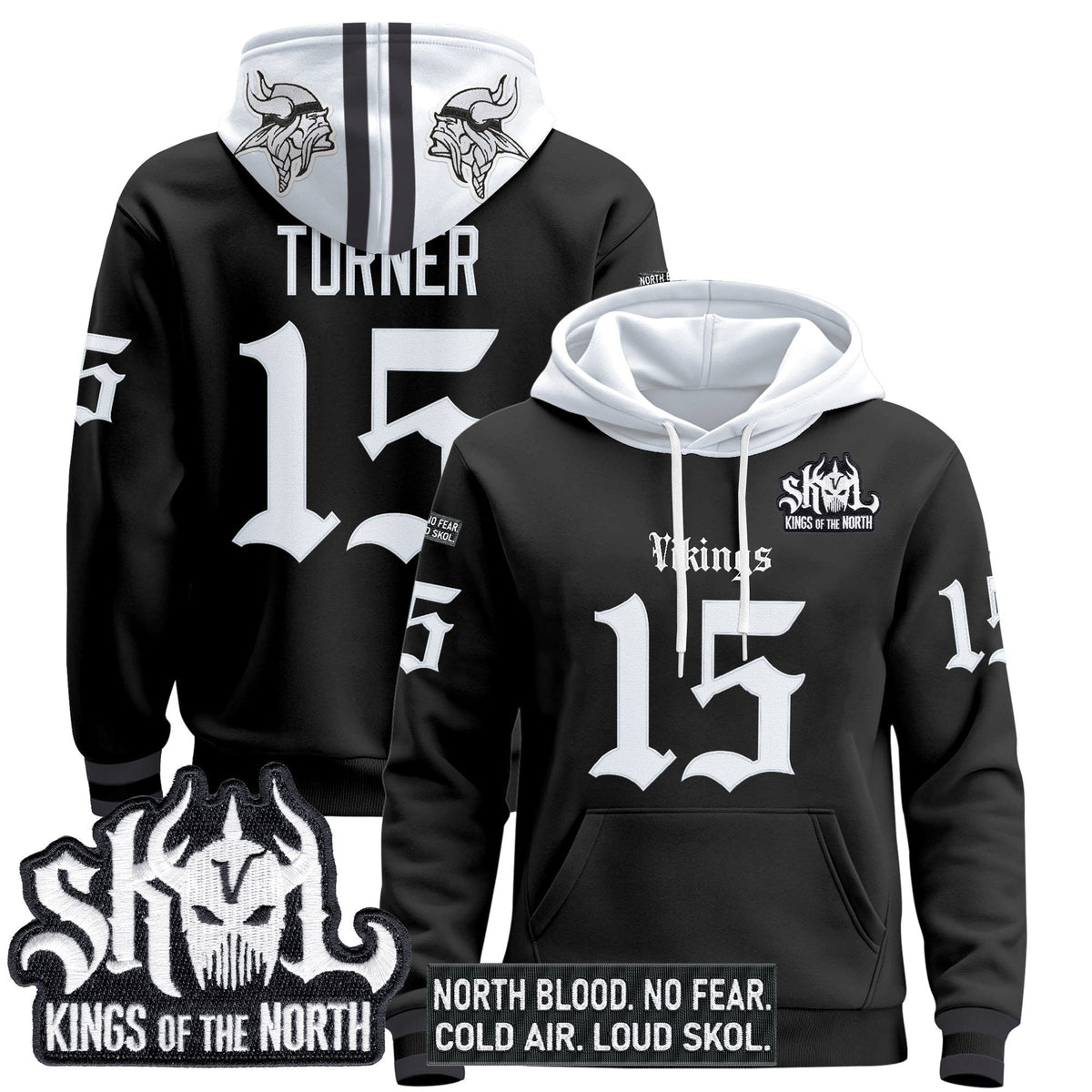 Men's Minnesota Vikings 'Gothic Norseblood Edition' Pullover Hoodie - All Stitched