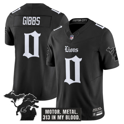 Men's Detroit Lions 'Gothic Motor Grit Edition' Vapor Limited Jersey - All Stitched