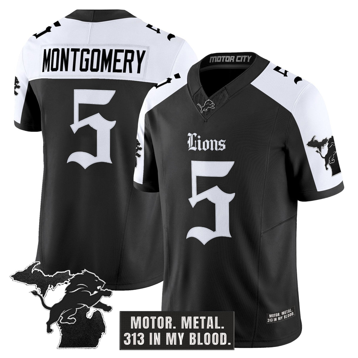 Men's Detroit Lions 'Gothic Motor Grit Edition' Vapor Limited Jersey V2 - All Stitched