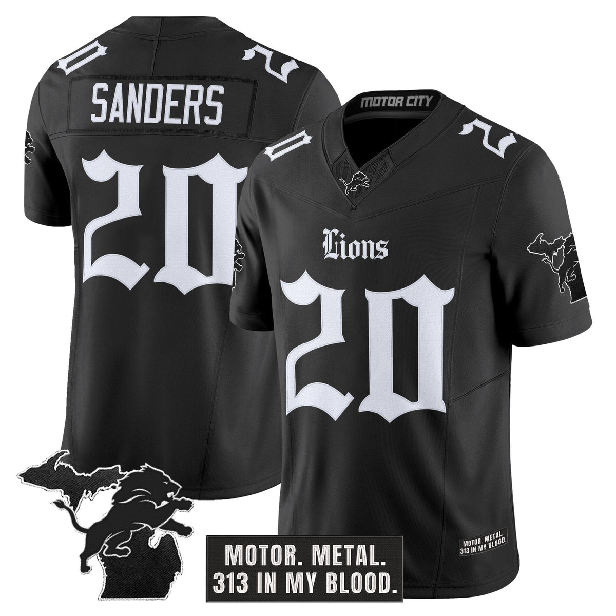 Men's Detroit Lions 'Gothic Motor Grit Edition' Vapor Limited Jersey V2 - All Stitched