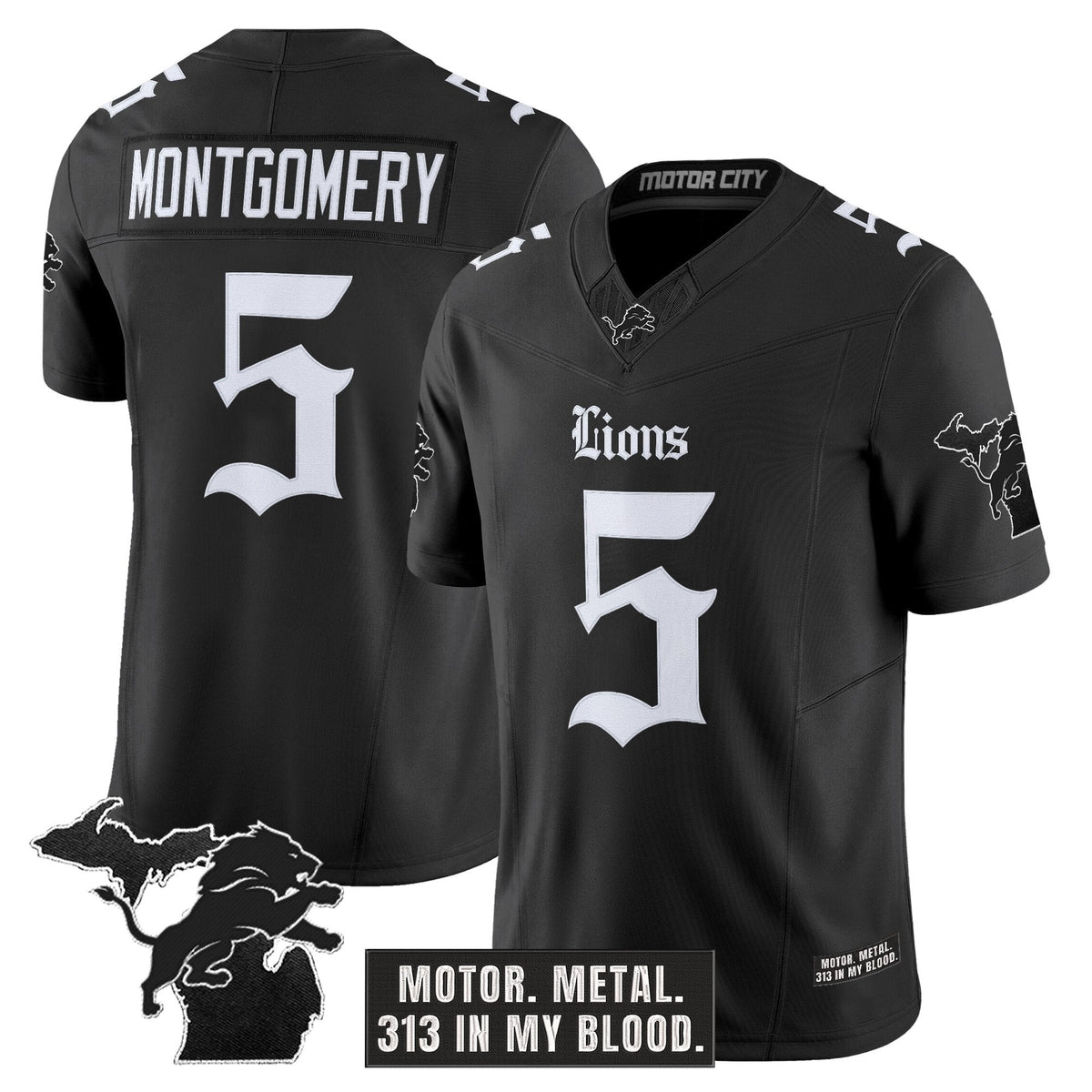 Men's Detroit Lions 'Gothic Motor Grit Edition' Vapor Limited Jersey V2 - All Stitched