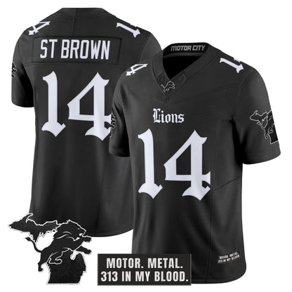 Men's Detroit Lions 'Gothic Motor Grit Edition' Vapor Limited Jersey V2 - All Stitched