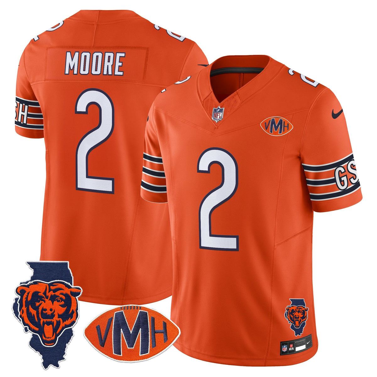 Men's Chicago Bears Virginia McCaskey Memorial Patch Vapor Jersey - All Stitched