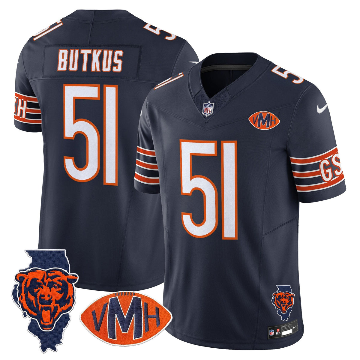 Men's Chicago Bears Virginia McCaskey Memorial Patch Vapor Jersey - All Stitched