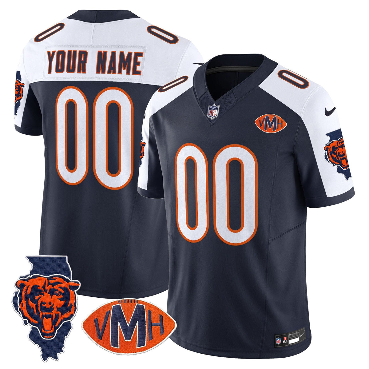 Chicago Bears Virginia McCaskey Memorial Patch Vapor Custom Jersey - All Stitched