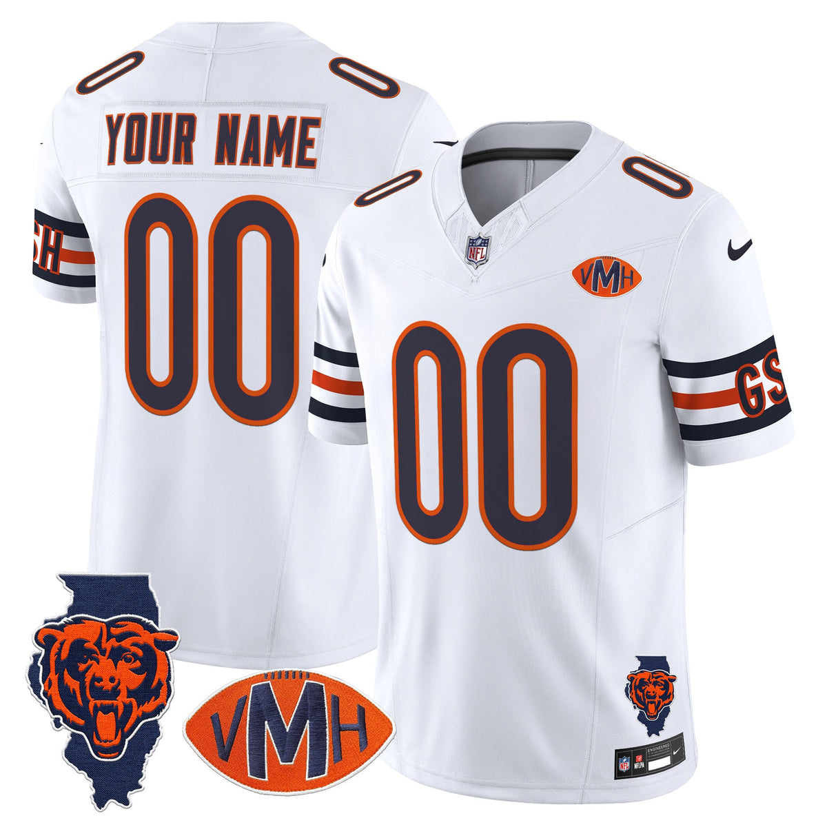 Chicago Bears Virginia McCaskey Memorial Patch Vapor Custom Jersey - All Stitched