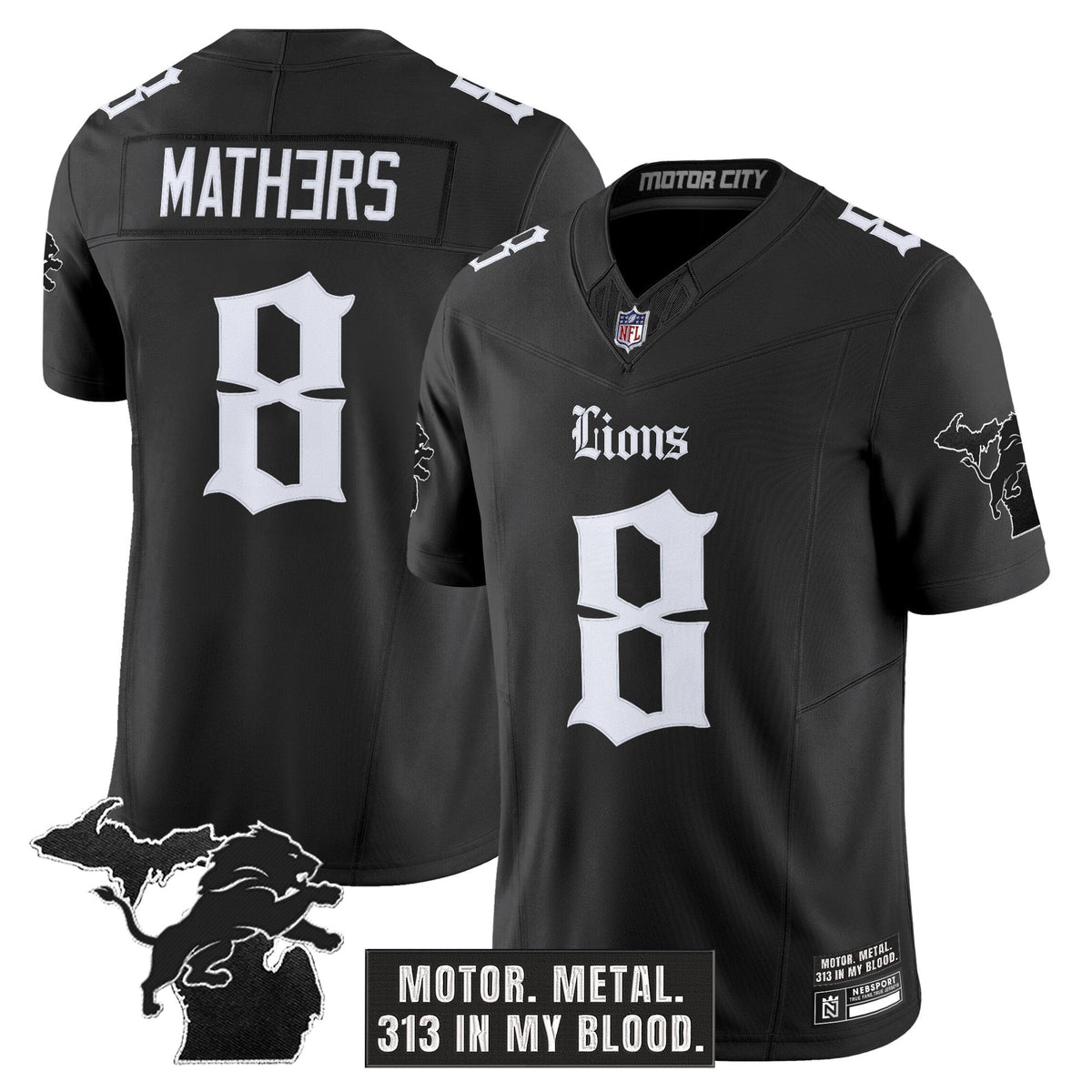 Men's Detroit Lions 'Gothic Motor Grit Edition' Vapor Limited Jersey - All Stitched