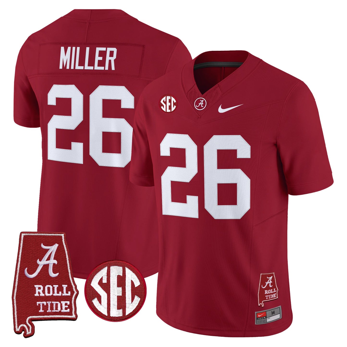 Men's Alabama Crimson Tide 2026 Vapor Limited Jersey - Alabama Map - Stitched