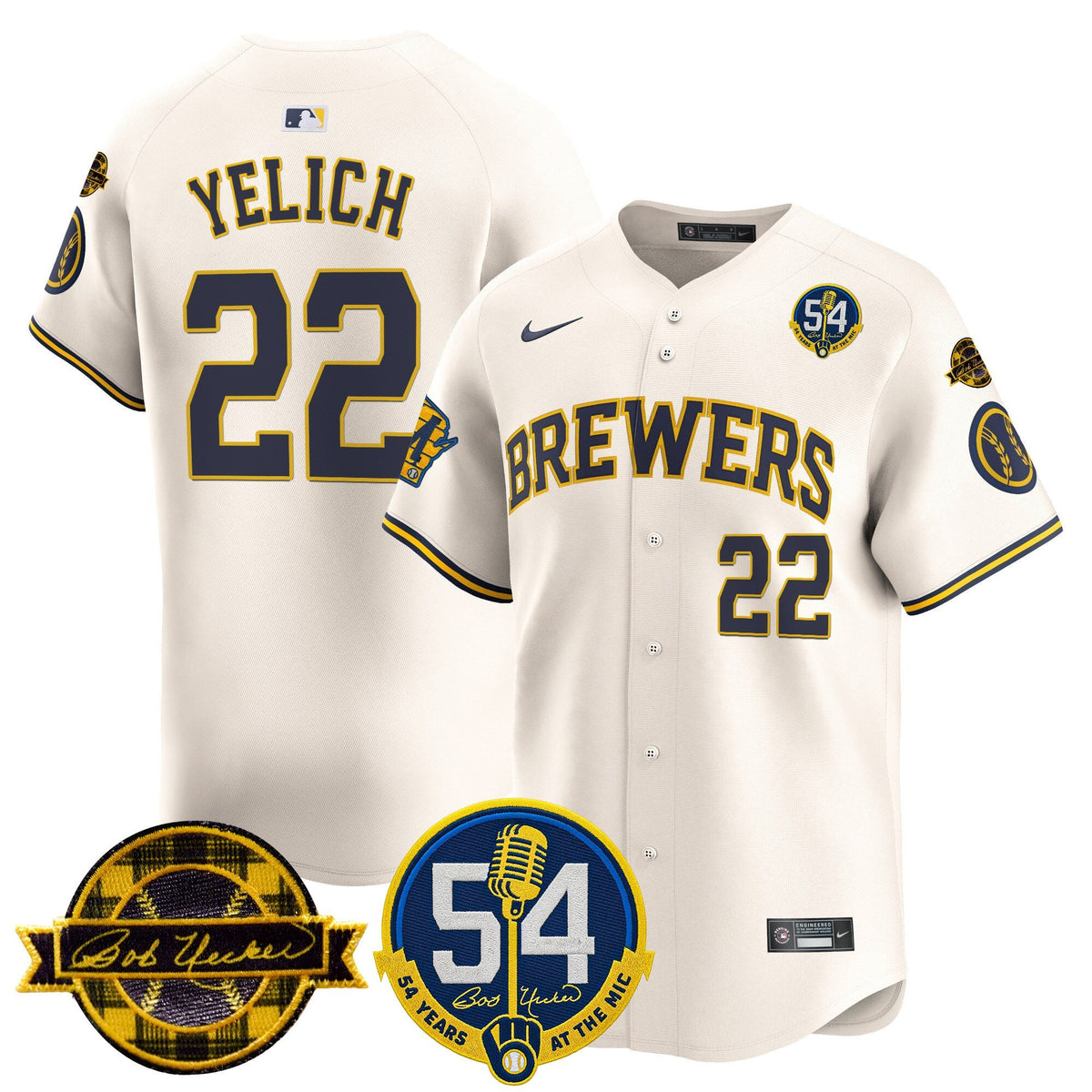 Men's Milwaukee Brewers 'Bob Uecker - 54 Seasons for Brewers' Vapor Premier Limited Jersey - All Stitched