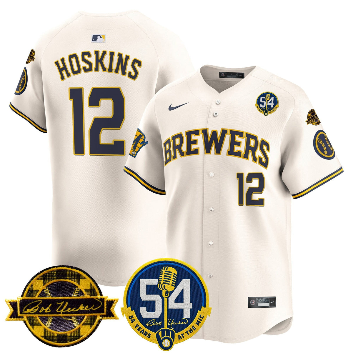 Men's Milwaukee Brewers 'Bob Uecker - 54 Seasons for Brewers' Vapor Premier Limited Jersey - All Stitched