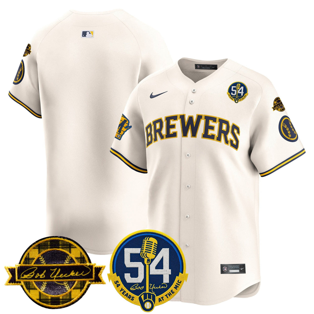 Men's Milwaukee Brewers 'Bob Uecker - 54 Seasons for Brewers' Vapor Premier Limited Jersey - All Stitched