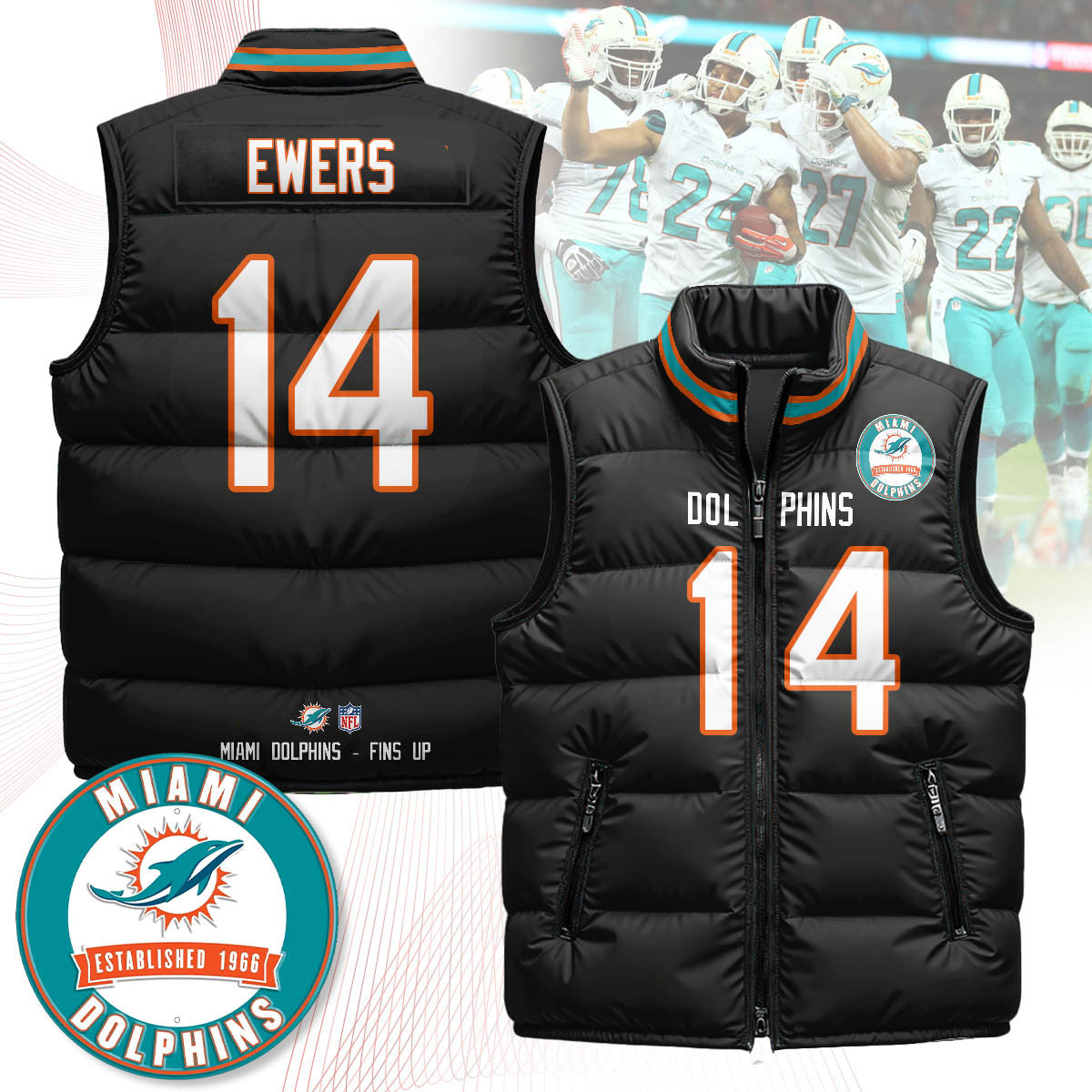 Miami Dolphins Unisex Puffer Vest