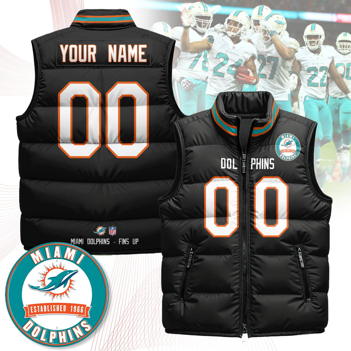 Miami Dolphins Unisex Puffer Vest