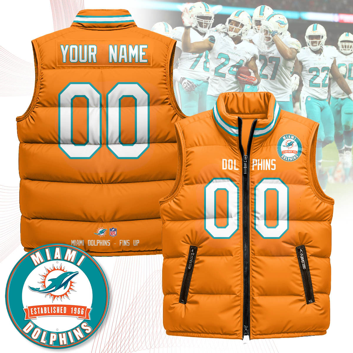 Miami Dolphins Unisex Puffer Vest