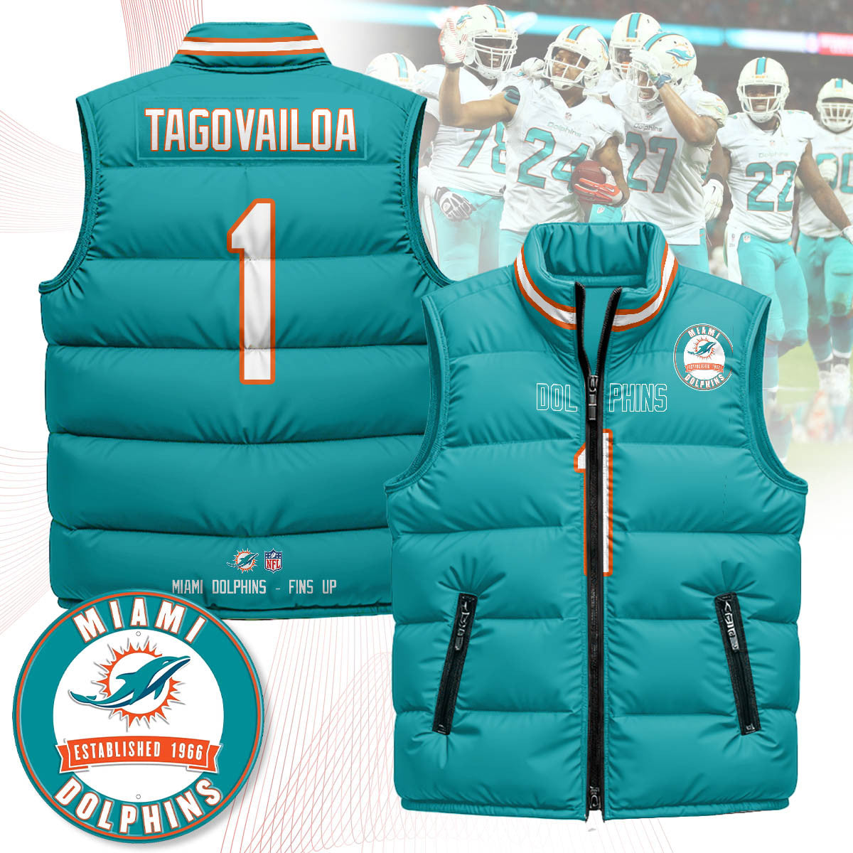 Miami Dolphins Unisex Puffer Vest