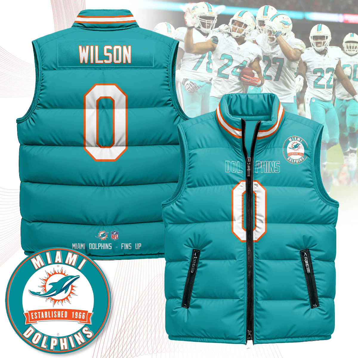 Miami Dolphins Unisex Puffer Vest