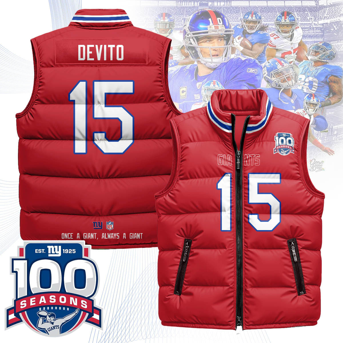 New York Giants Unisex Puffer Vest