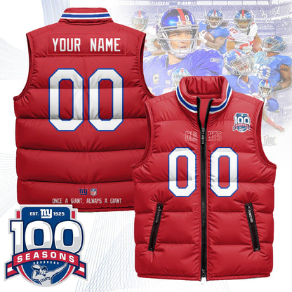 Custom New York Giants Unisex Puffer Vest