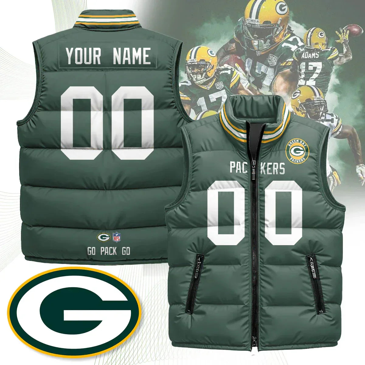 Custom Green Bay Packers Unisex Puffer Vest