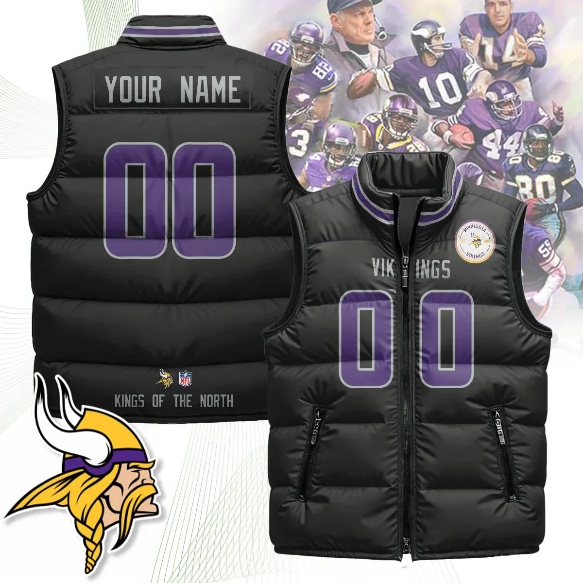 Custom Minnesota Vikings Unisex Puffer Vest