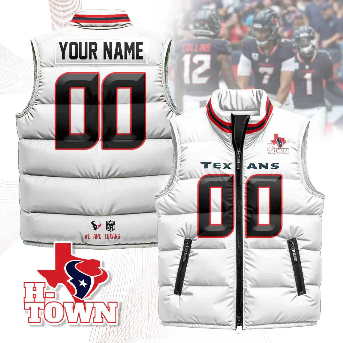 Custom Houston Texans Unisex Puffer Vest