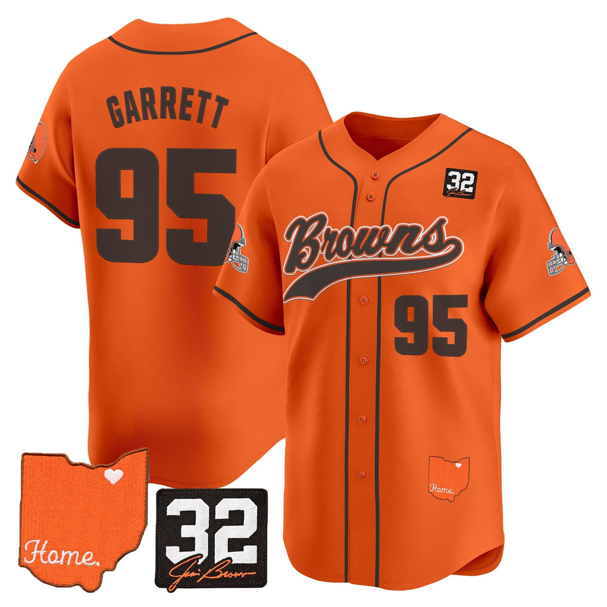 Men's Cleveland Browns '#32 Jim Brown Memorial & Home Patch' Vapor Baseball Jersey - All Stitched