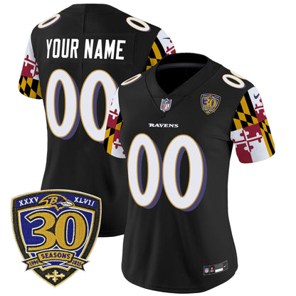Baltimore Ravens 'Maryland Flag Edition' Vapor Limited Custom Jersey - 30th Anniversary Patch - All Stitched