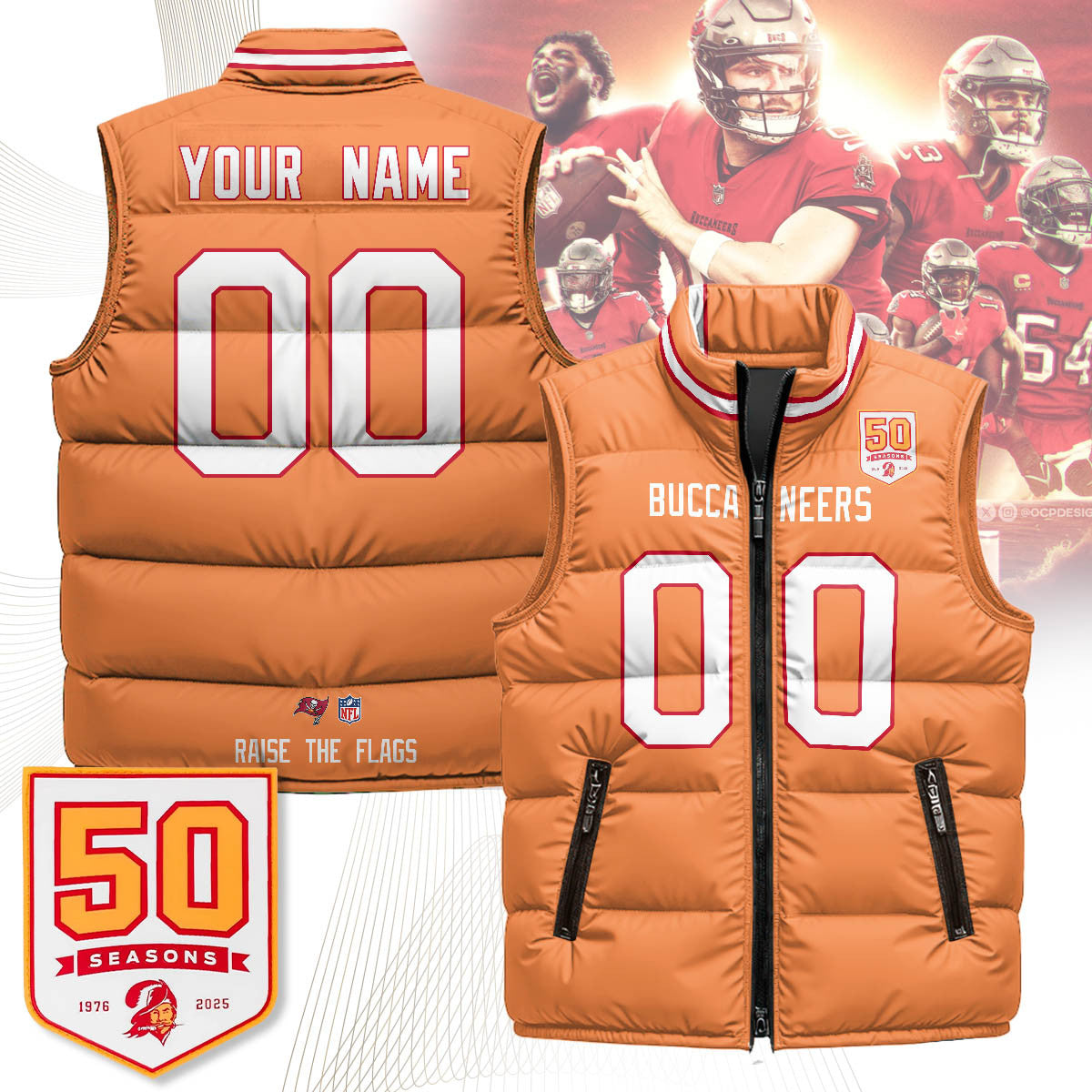 Custom Tampa Bay Buccaneers Unisex Puffer Vest