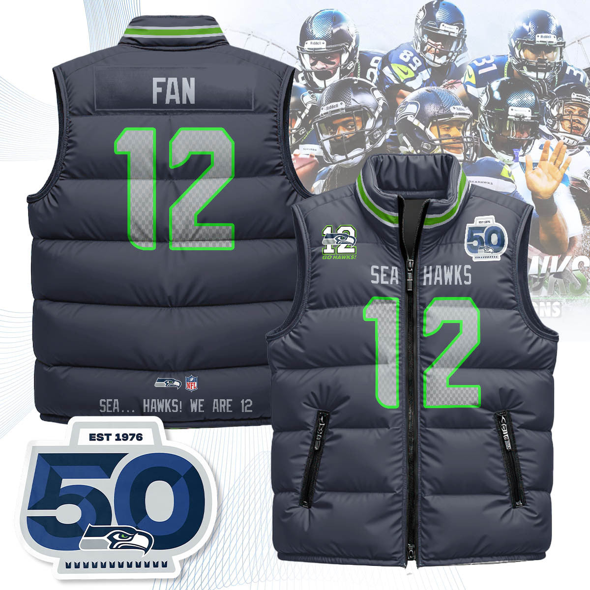 Seattle Seahawks Unisex Puffer Vest
