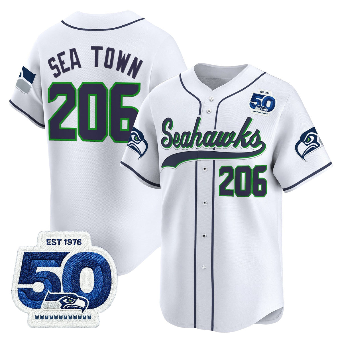 Men's Seattle Seahawks 50th Anniversary Vapor Baseball Jersey - All Stitched