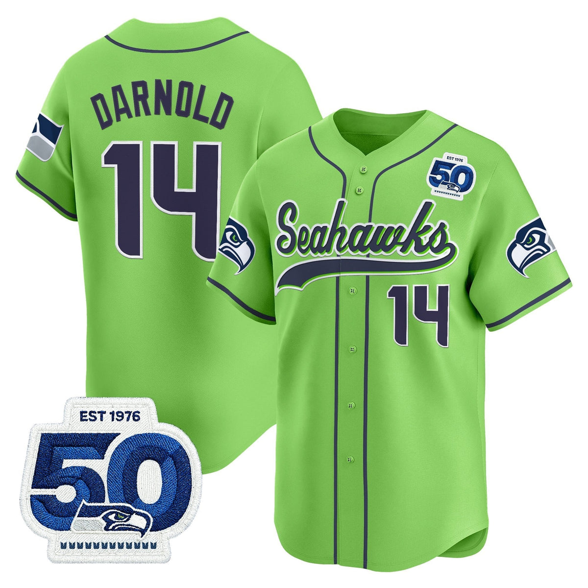 Men's Seattle Seahawks 50th Anniversary Vapor Baseball Jersey - All Stitched