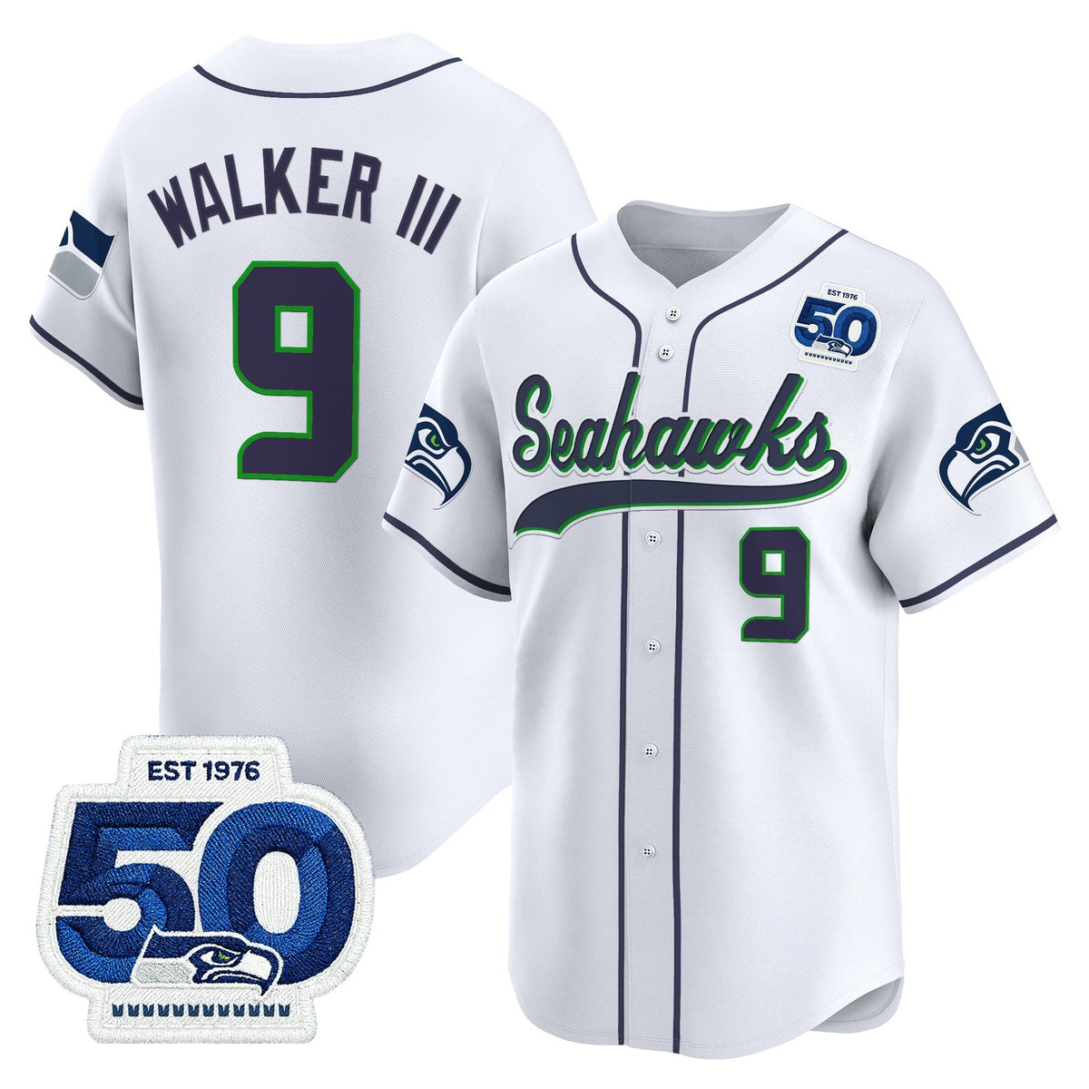 Men's Seattle Seahawks 50th Anniversary Vapor Baseball Jersey - All Stitched